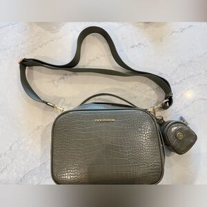 Twelve Little Olive Green Croc Crossbody Bag